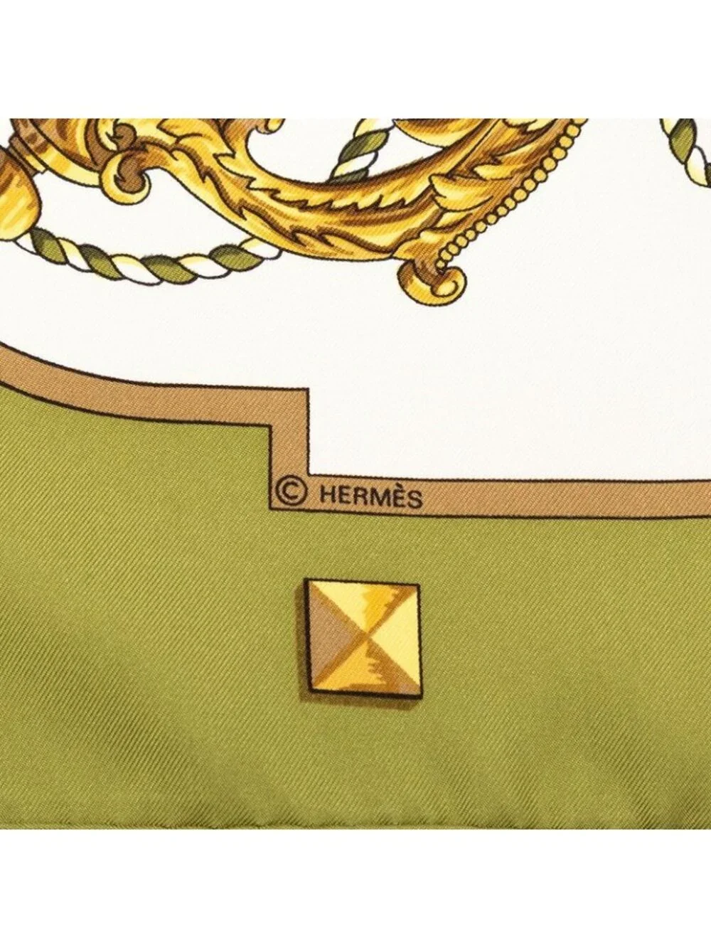 Hermes Carre 90 les Cles Key Scarf Green Multicolor Silk